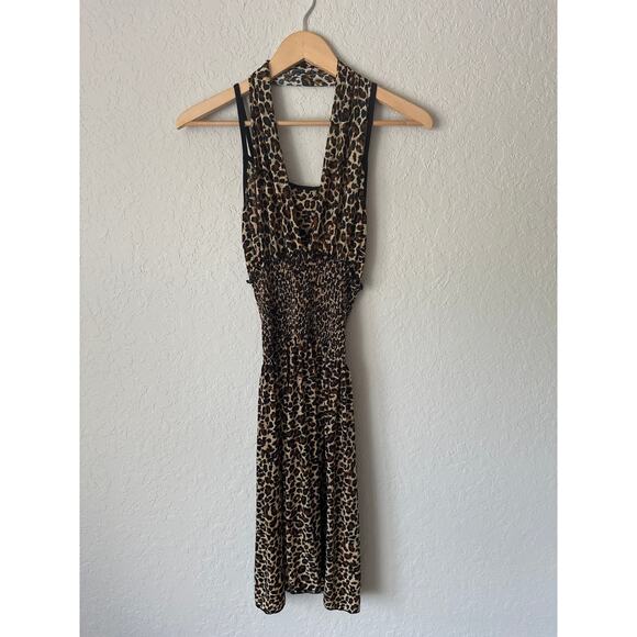 Vintage Renegade Club🌿Leopard Print Bodycon Dress Women’s Size 15 Y2K 90s Style - Picture 2 of 10